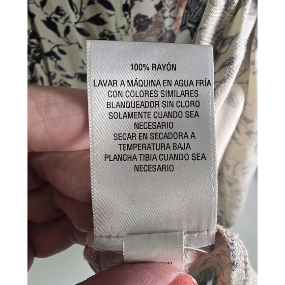 Style & Co 1x Beige wLeafy Navy Print and A Party In The Back! Button Up Blouse - Picture 9 of 9